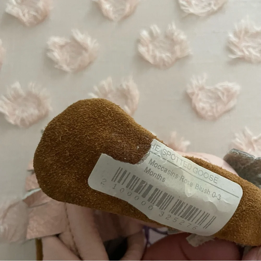 The Spotted Goose Leather Soft Moccasins Pink Size 3-6 months